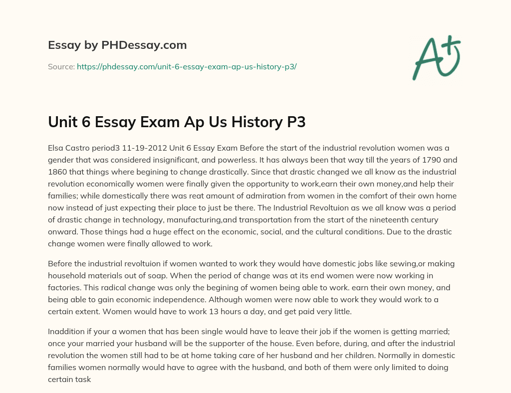 Unit 6 Essay Exam Ap Us History P3 essay