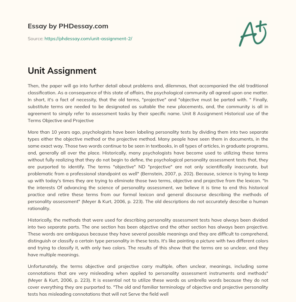 Unit Assignment essay
