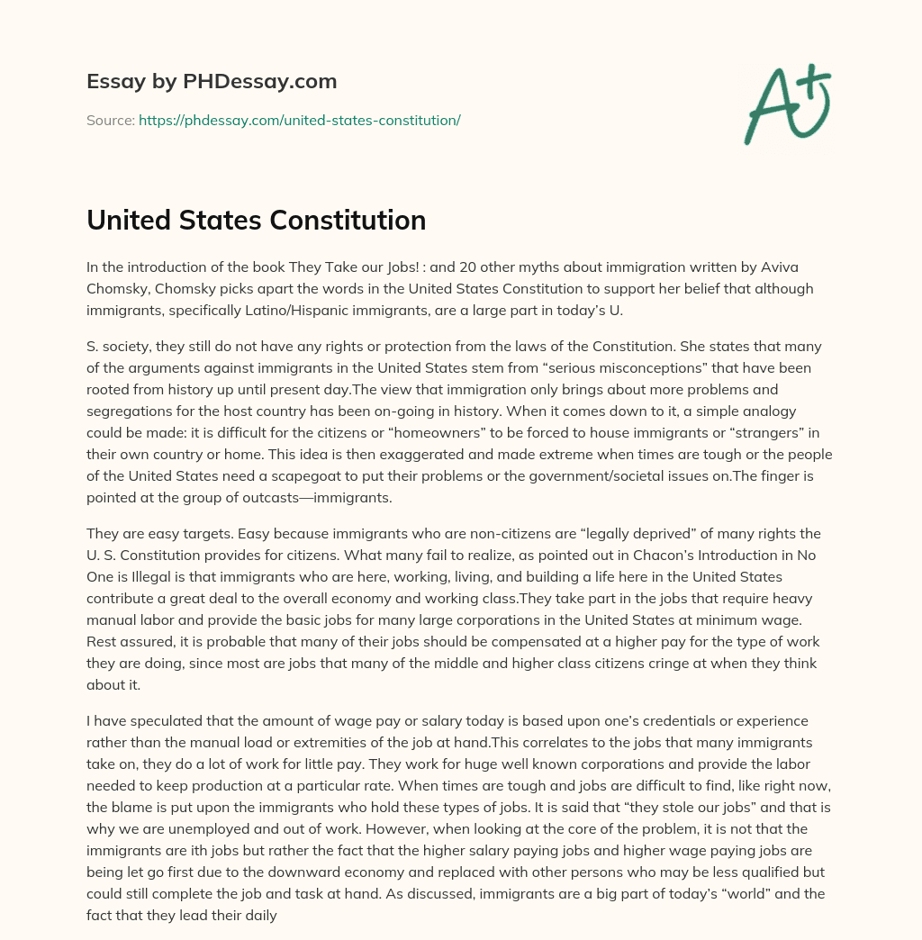 United States Constitution essay