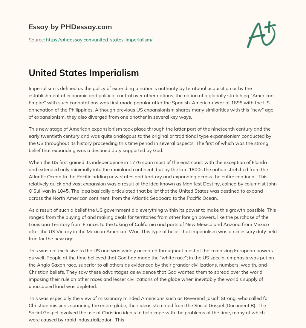 United States Imperialism essay