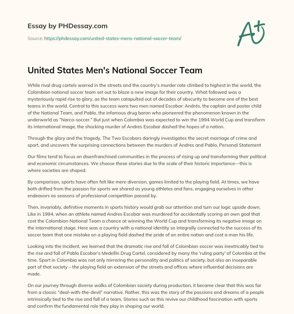 United States Men’s National Soccer Team essay