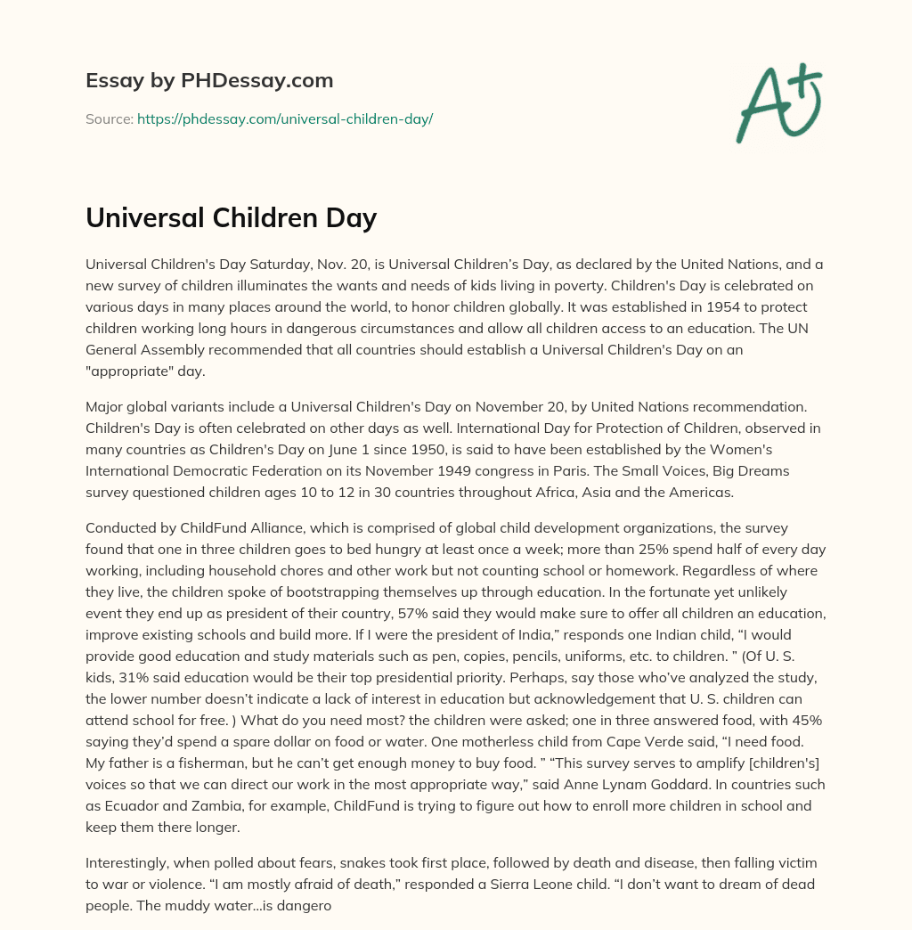 essay about universal children's day