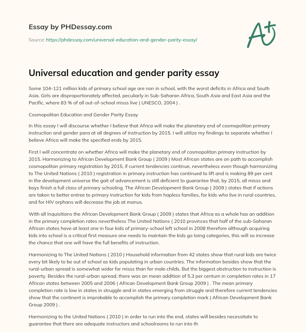 Universal education and gender parity essay essay