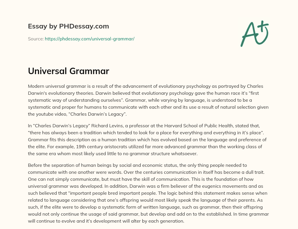 Universal Grammar essay