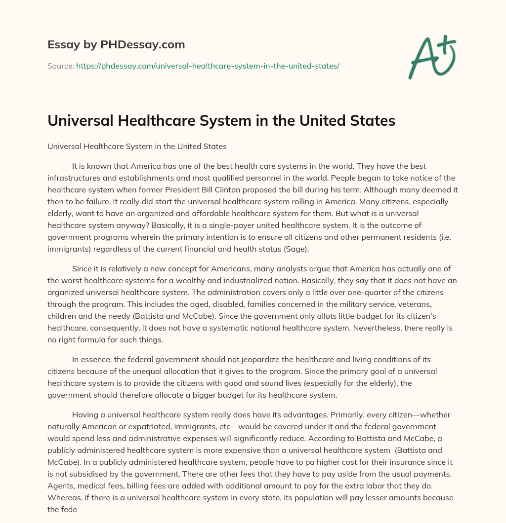 essay on universal healthcare system