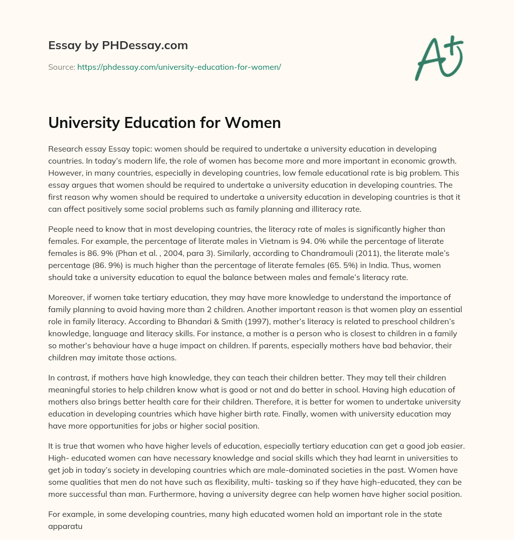 University Education for Women essay