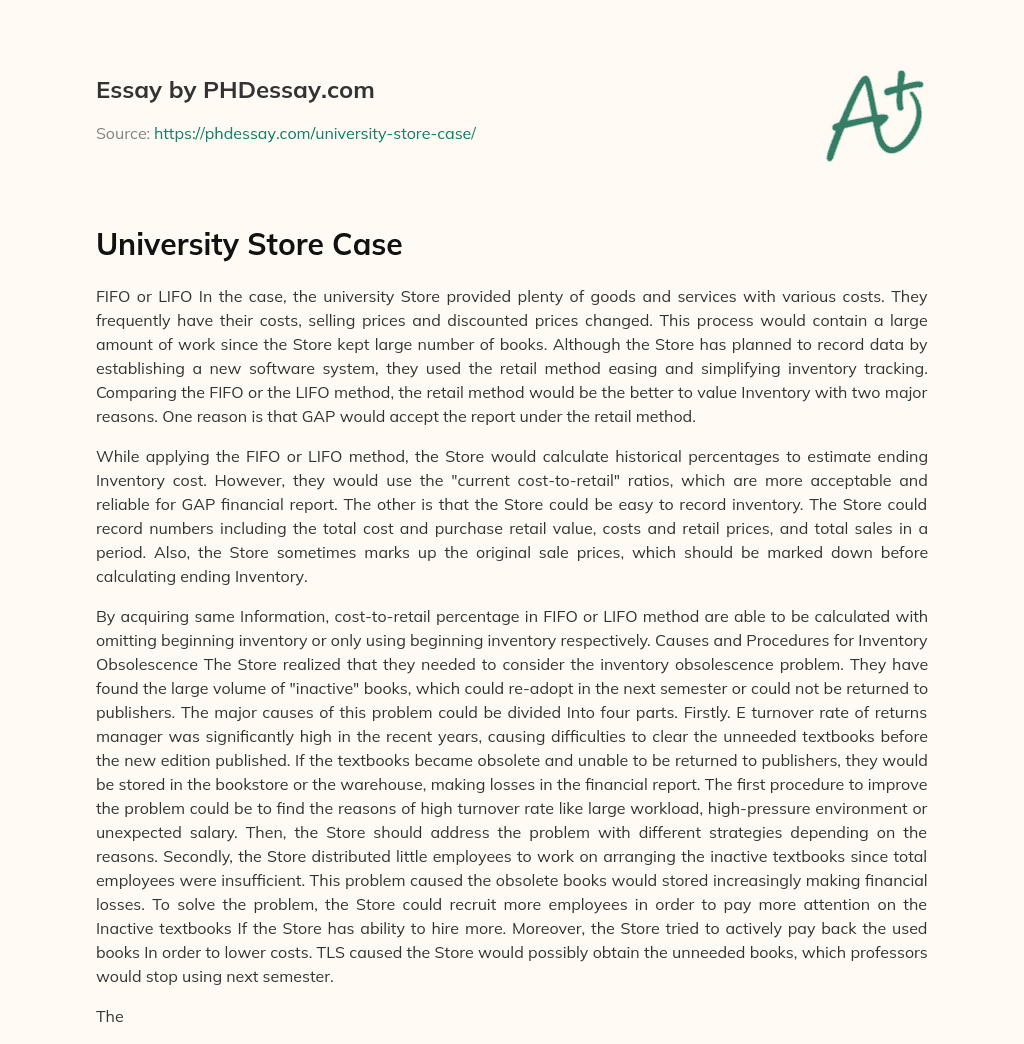 University Store Case essay