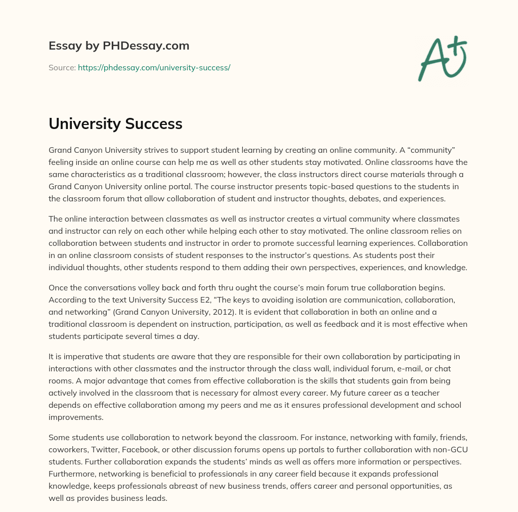 University Success essay