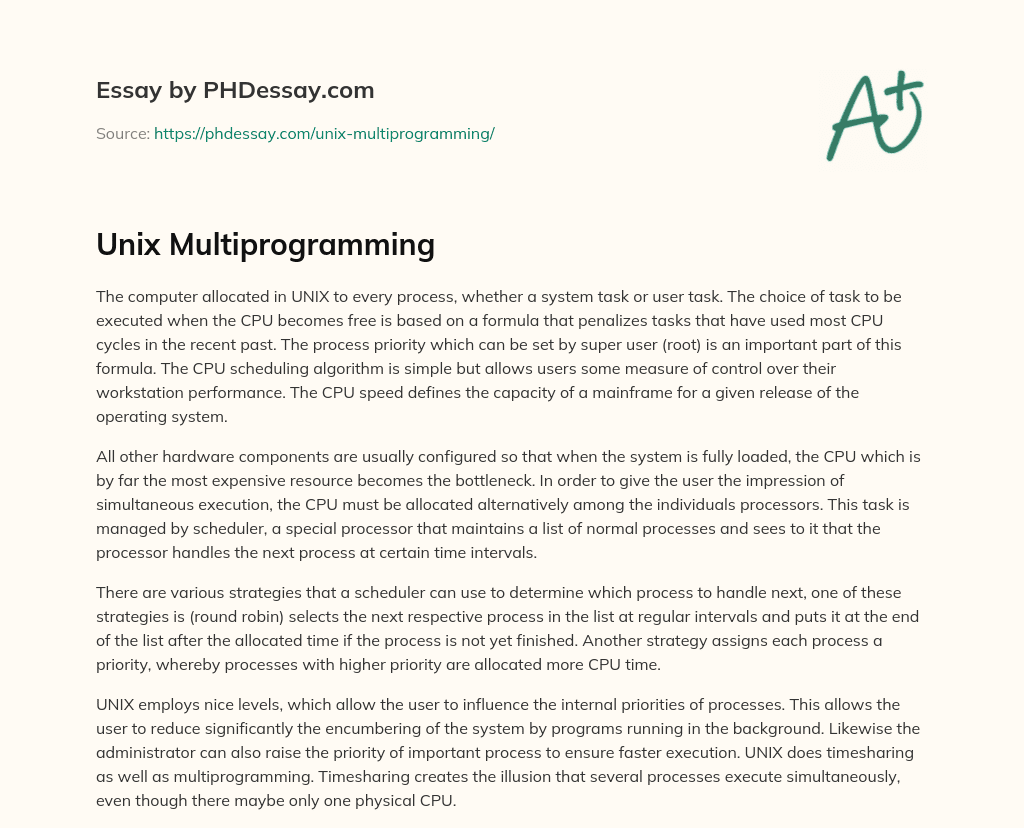 Unix Multiprogramming essay