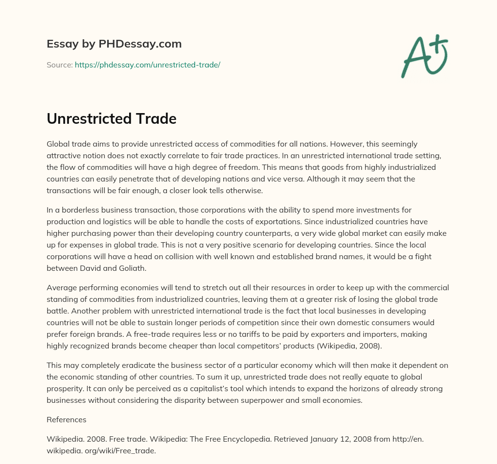 Unrestricted Trade essay
