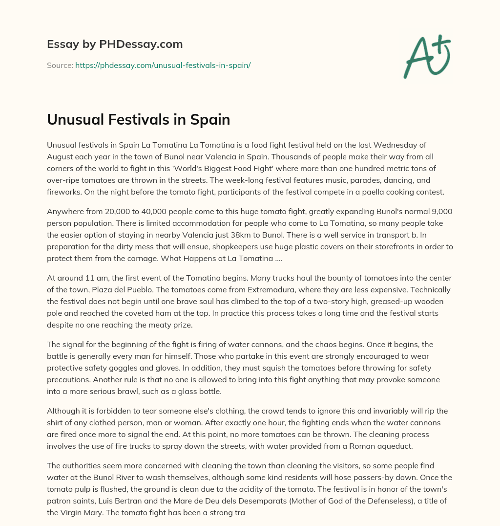 Unusual Festivals in Spain essay