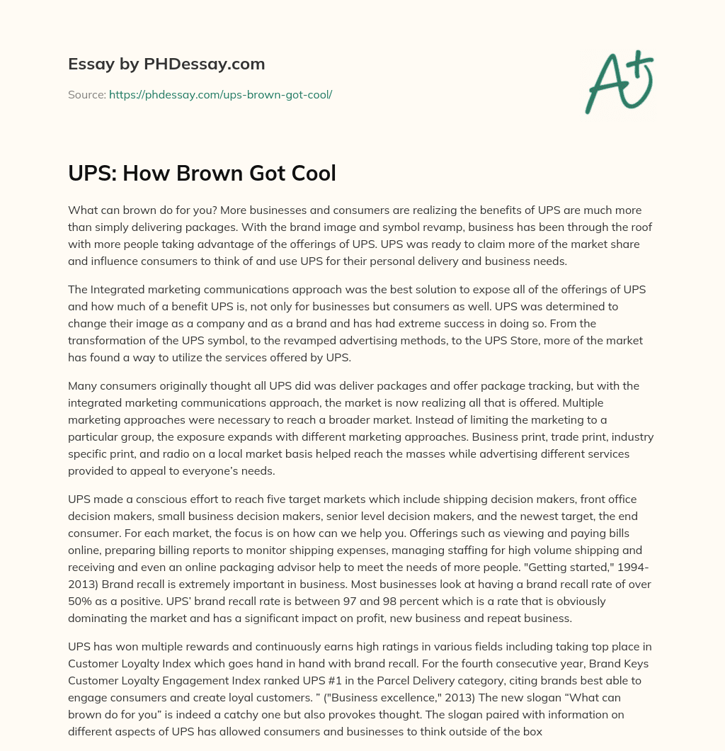 UPS: How Brown Got Cool essay