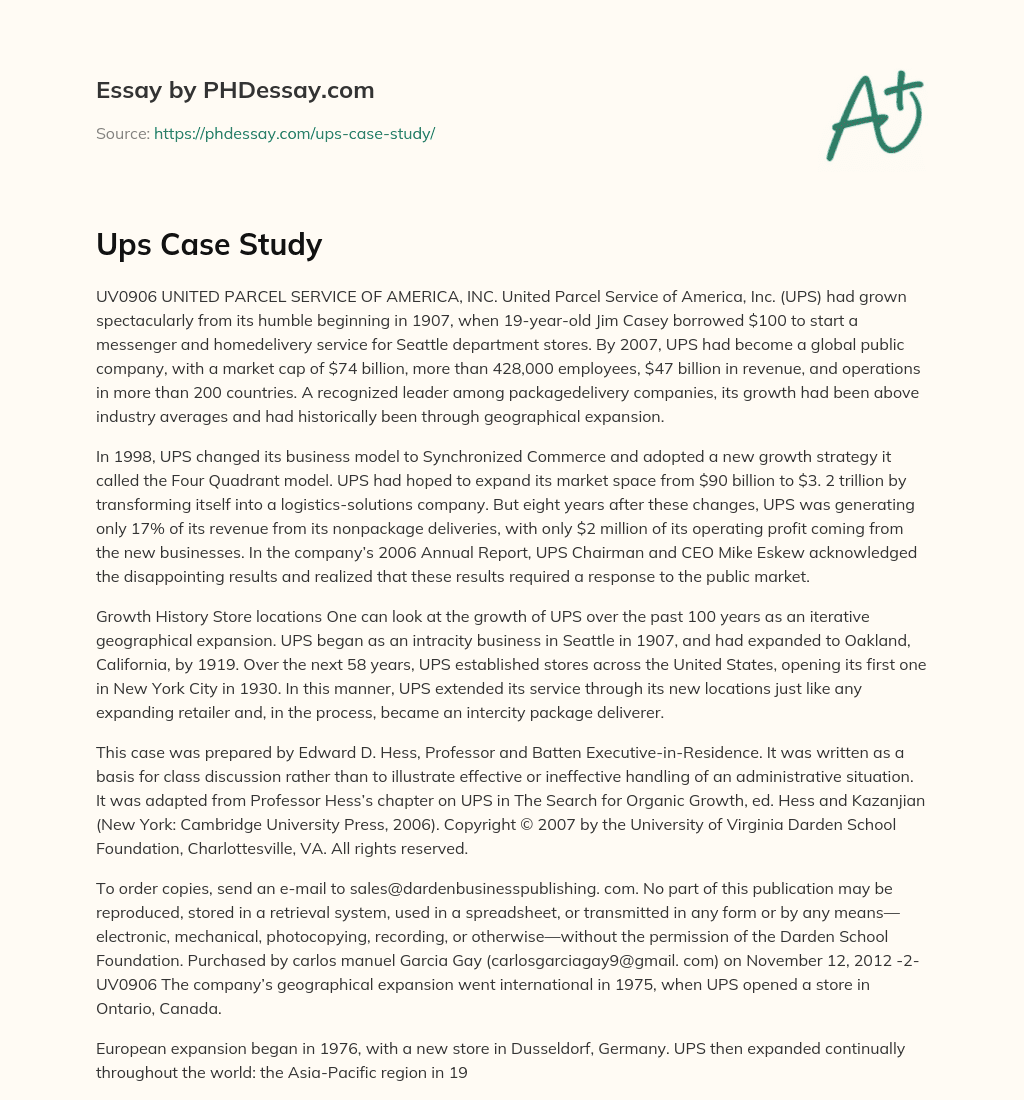 case study of ups