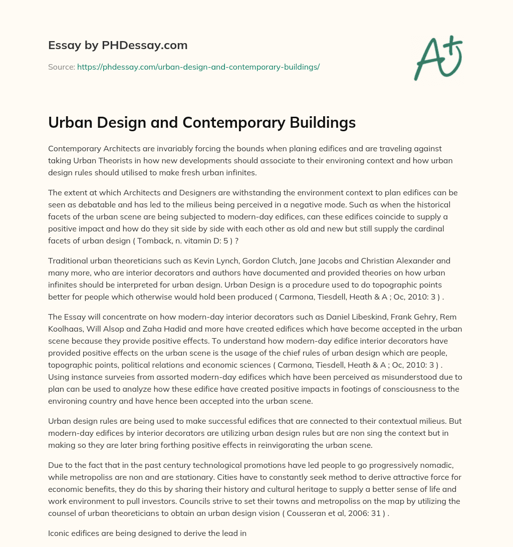 Urban Design and Contemporary Buildings essay