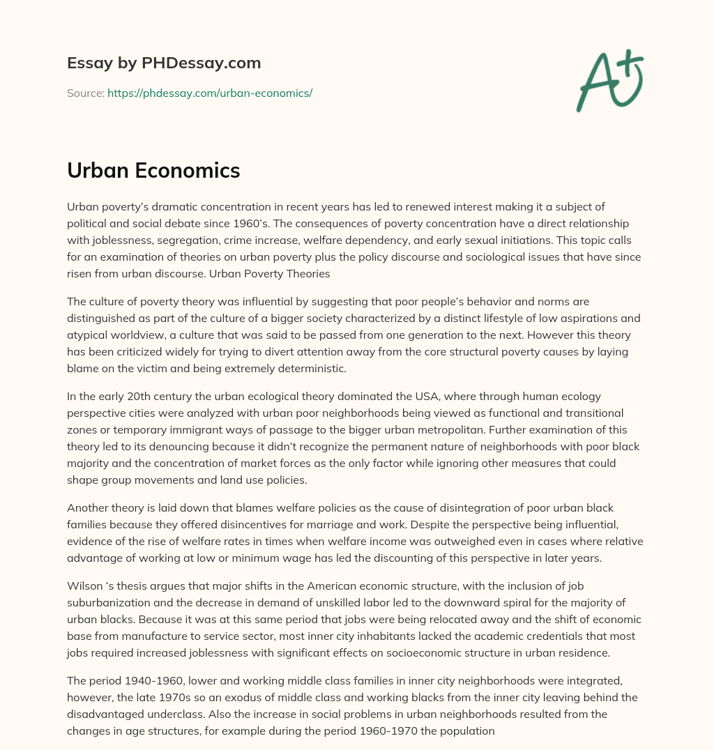 Urban Economics essay