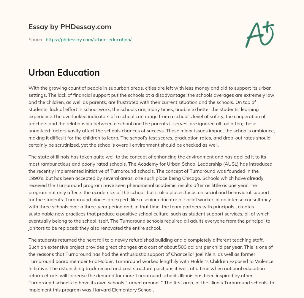 Urban Education essay