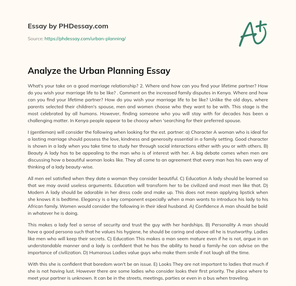 Finding a Lifetime Partner: Factors to Consider in a Good Marriage Relationship essay