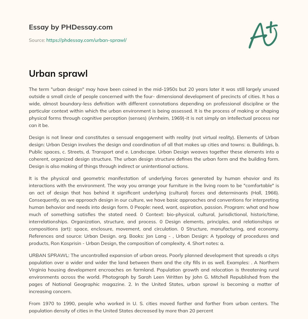 Urban sprawl essay