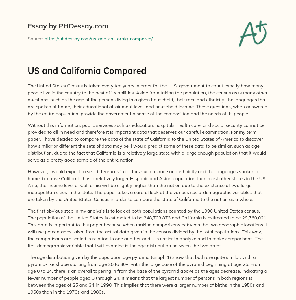 US and California Compared essay