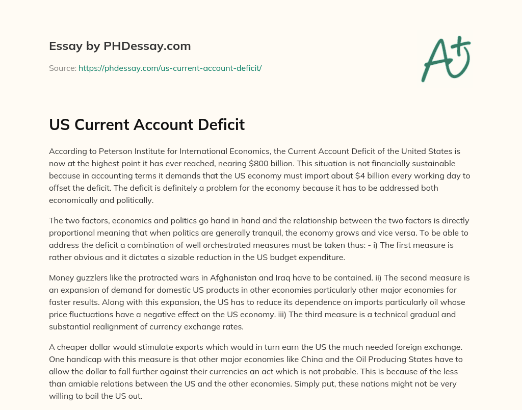 US Current Account Deficit essay