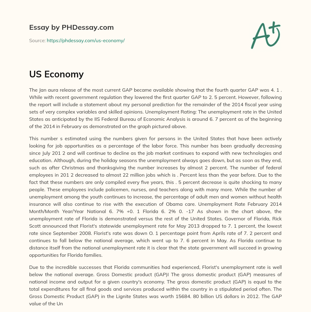 US Unemployment Rate and Economic Predictions for 2014 essay