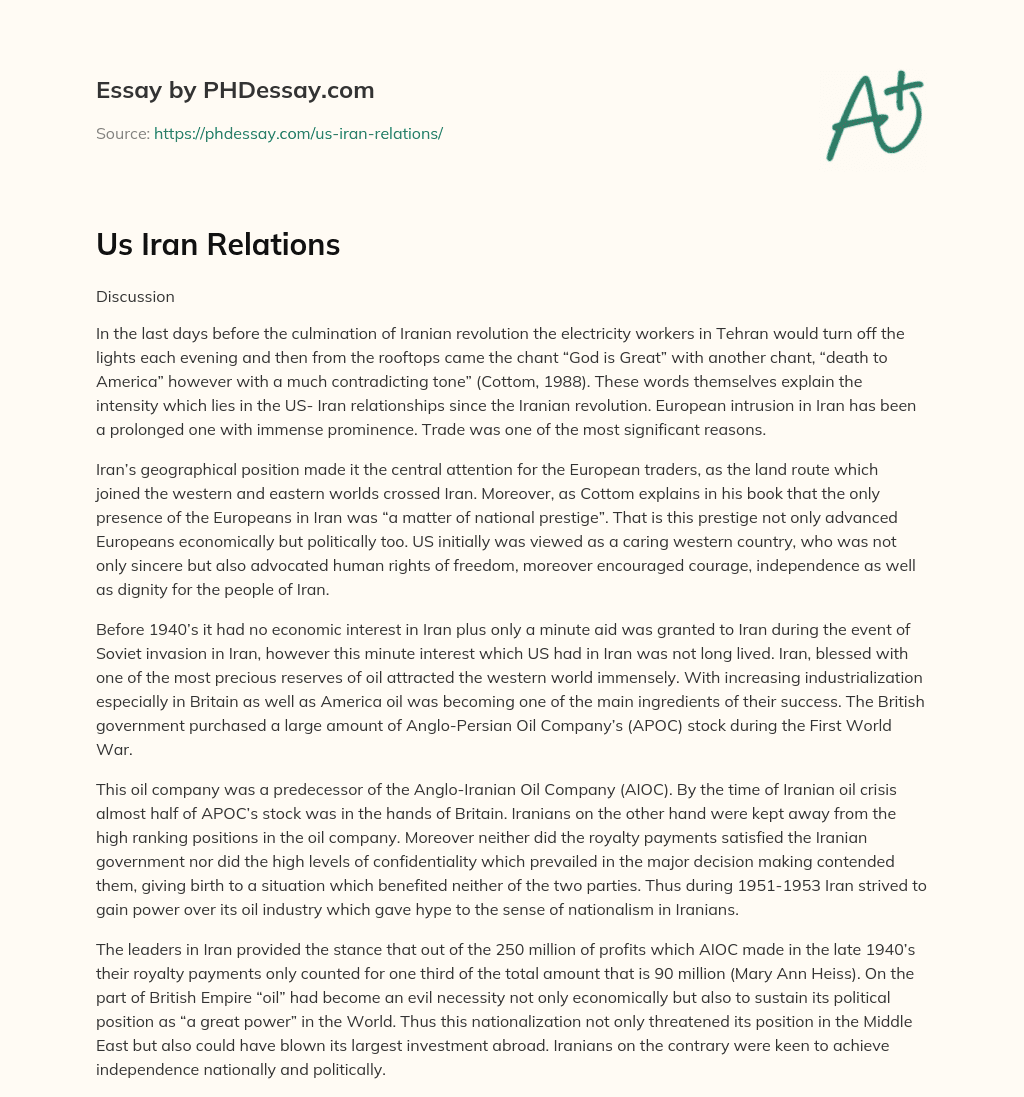 Us Iran Relations essay