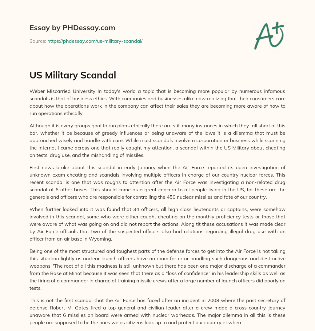 US Military Scandal essay