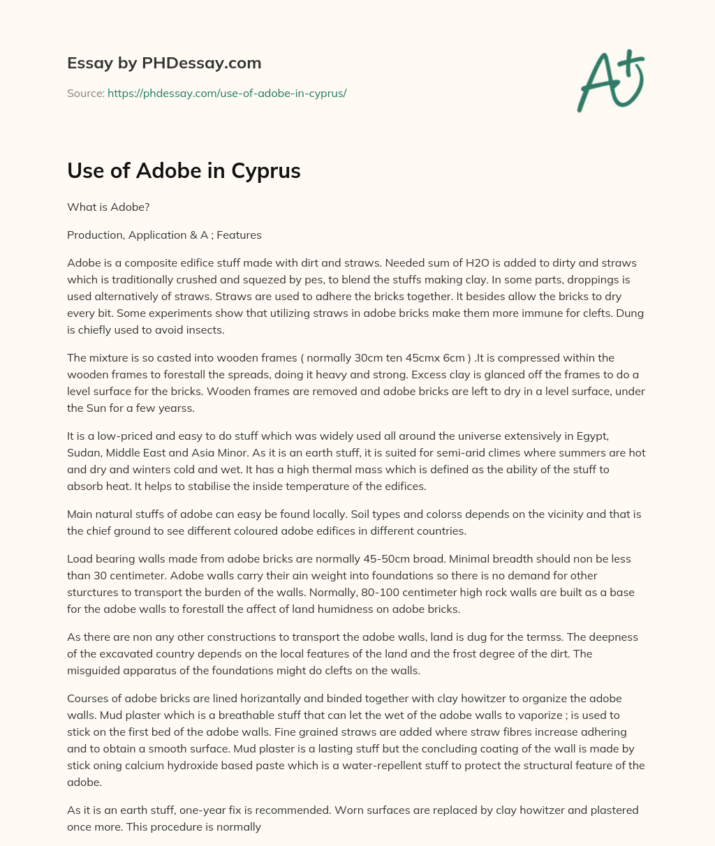 Use of Adobe in Cyprus essay