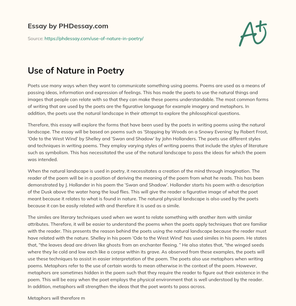 Use of Nature in Poetry essay