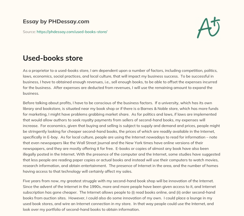 Used-books store essay