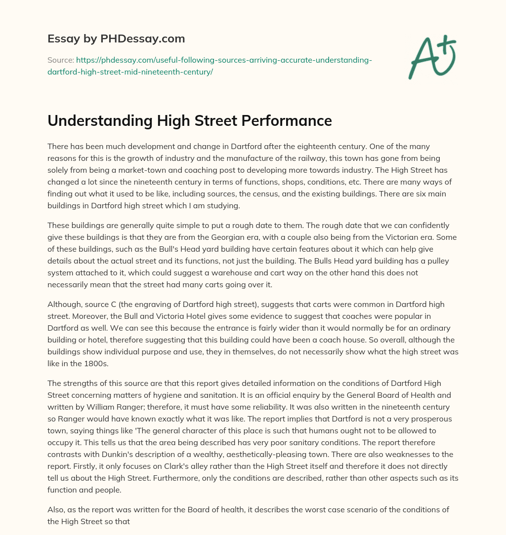 Understanding High Street Performance essay