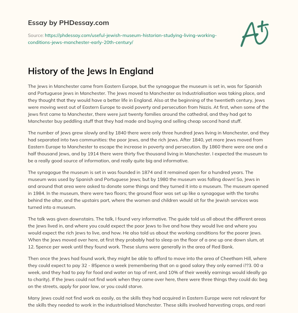 History of the Jews In England essay