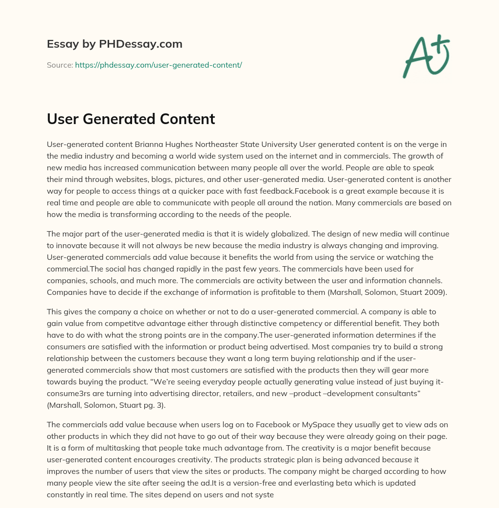 User Generated Content essay