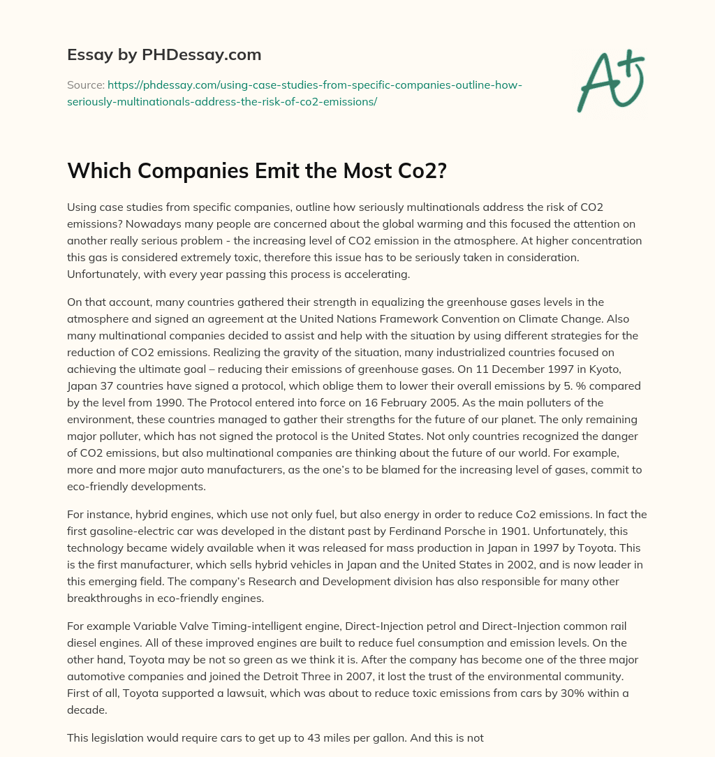 Which Companies Emit the Most Co2? essay