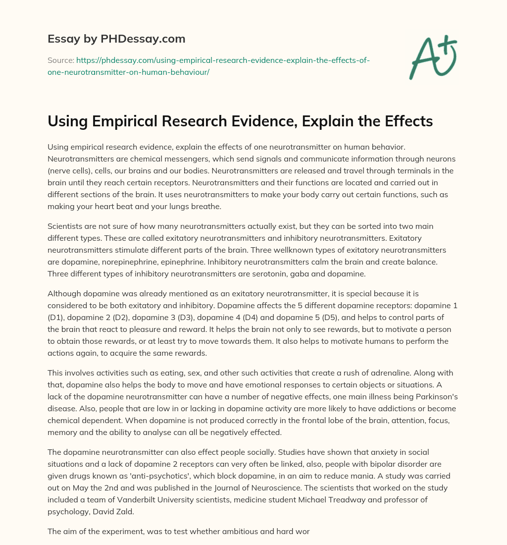 Using Empirical Research Evidence, Explain the Effects essay