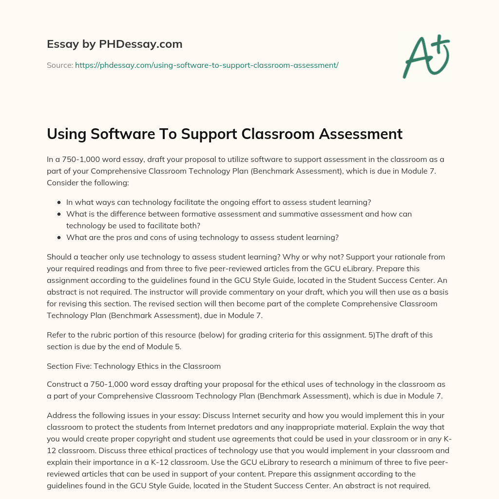Using Software To Support Classroom Assessment essay