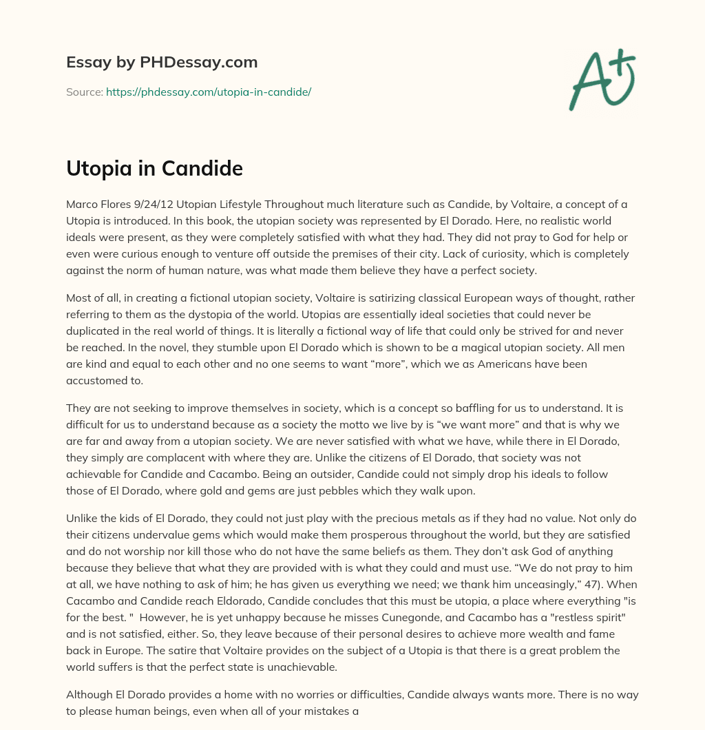 Utopia in Candide essay