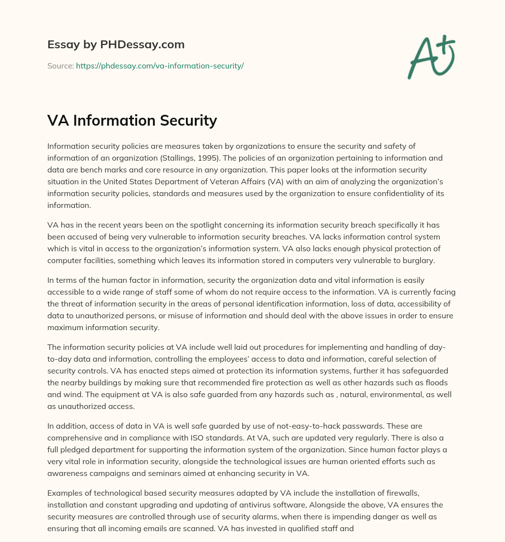 VA Information Security essay