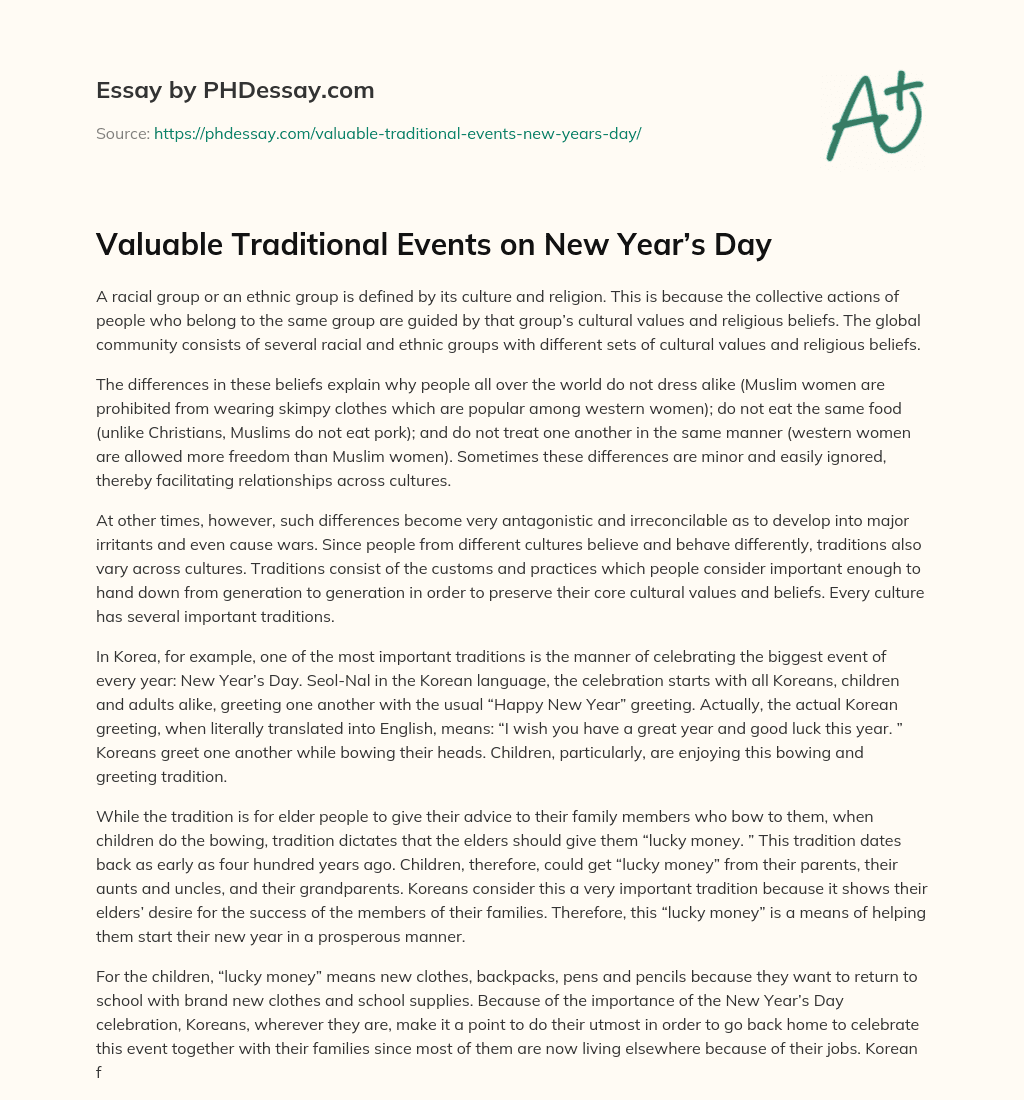 Valuable Traditional Events on New Year’s Day essay