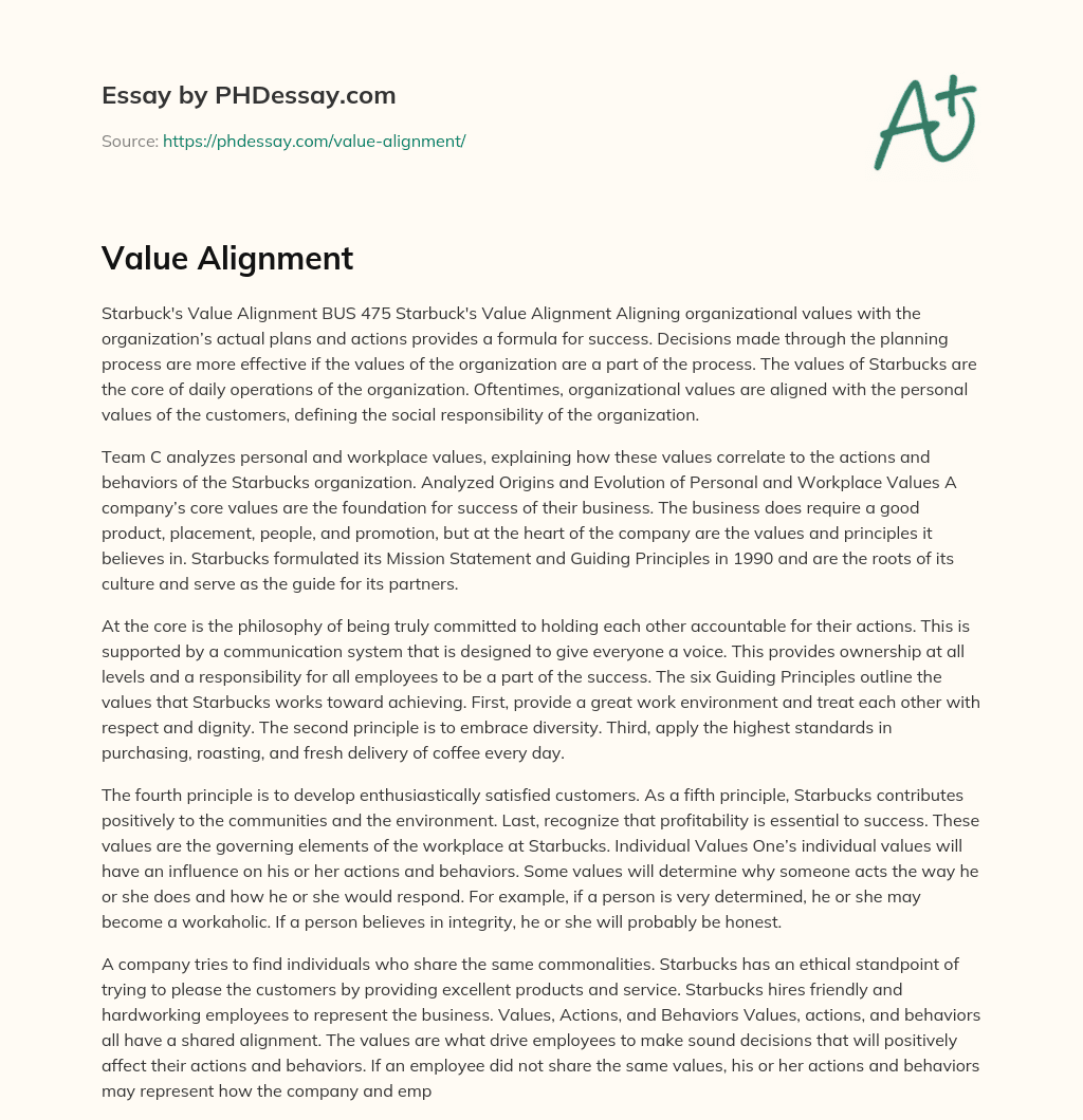 Value Alignment essay