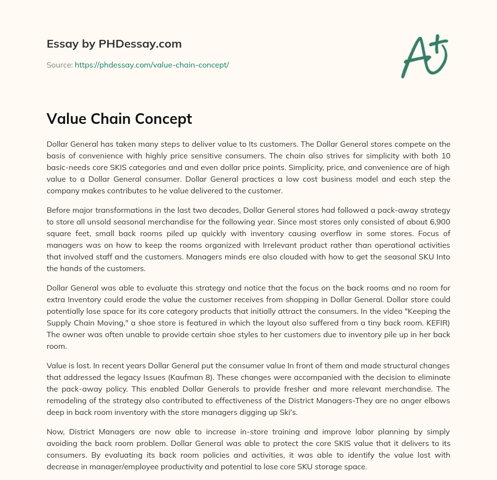 Value Chain Concept essay