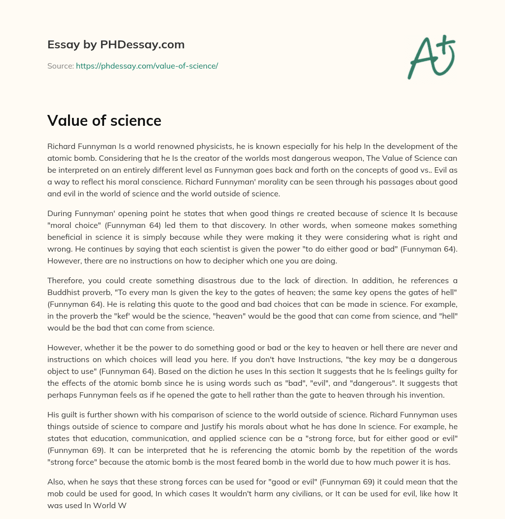 the value of scientific education essay