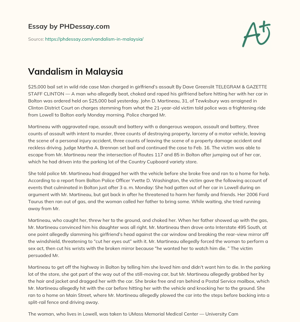 Vandalism in Malaysia essay