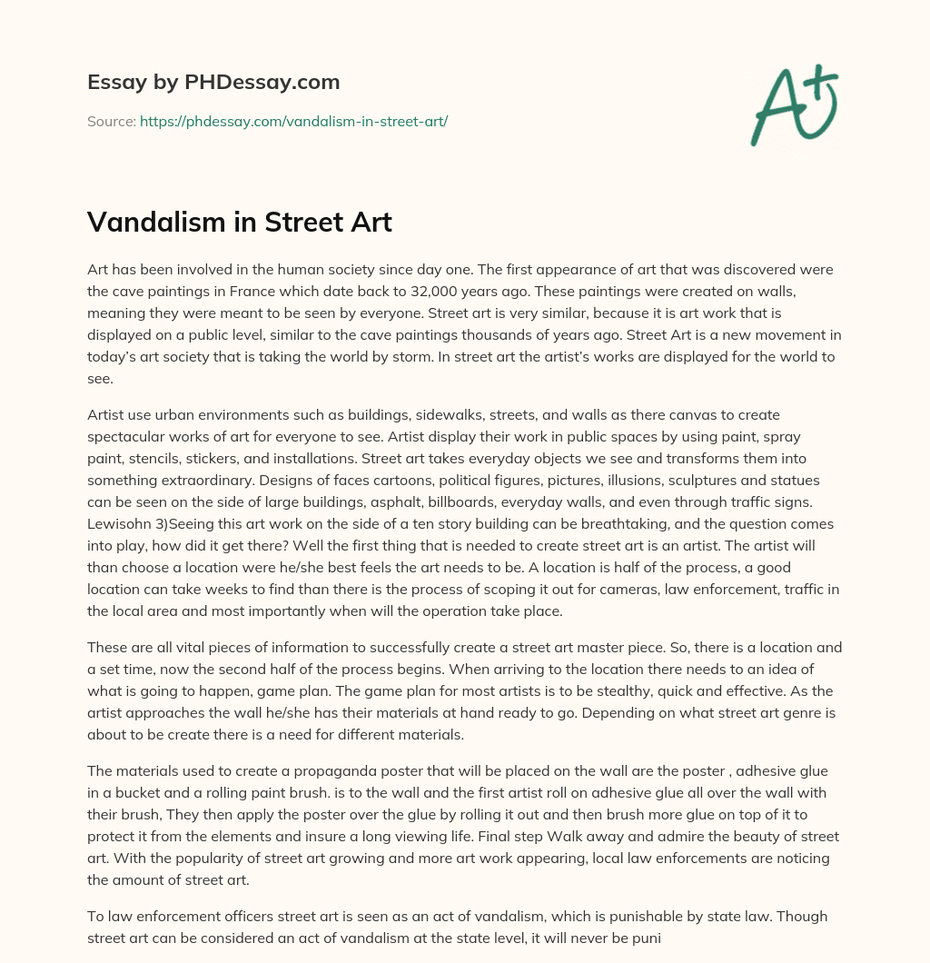 Vandalism in Street Art essay