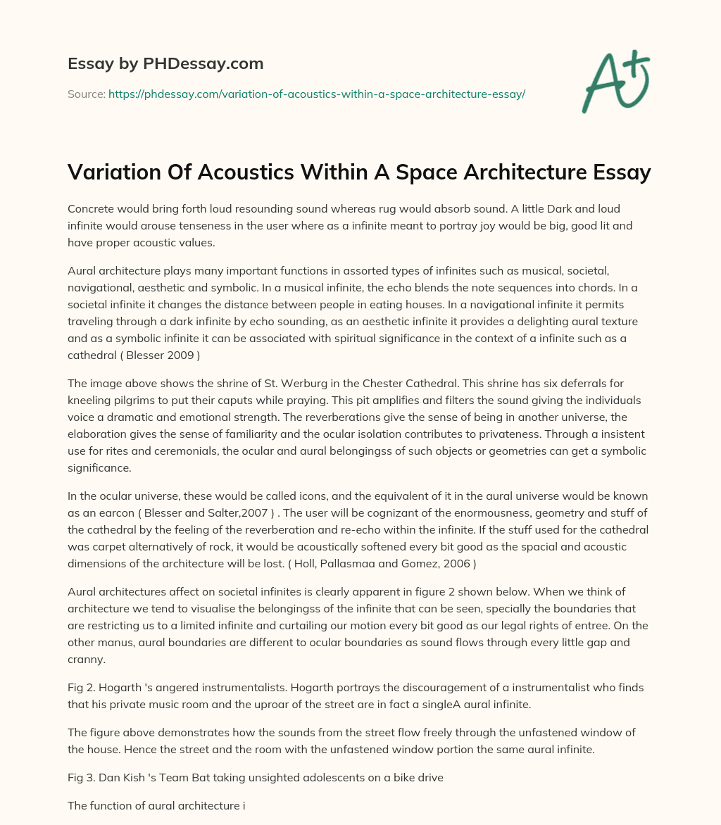 Variation Of Acoustics Within A Space Architecture Essay essay