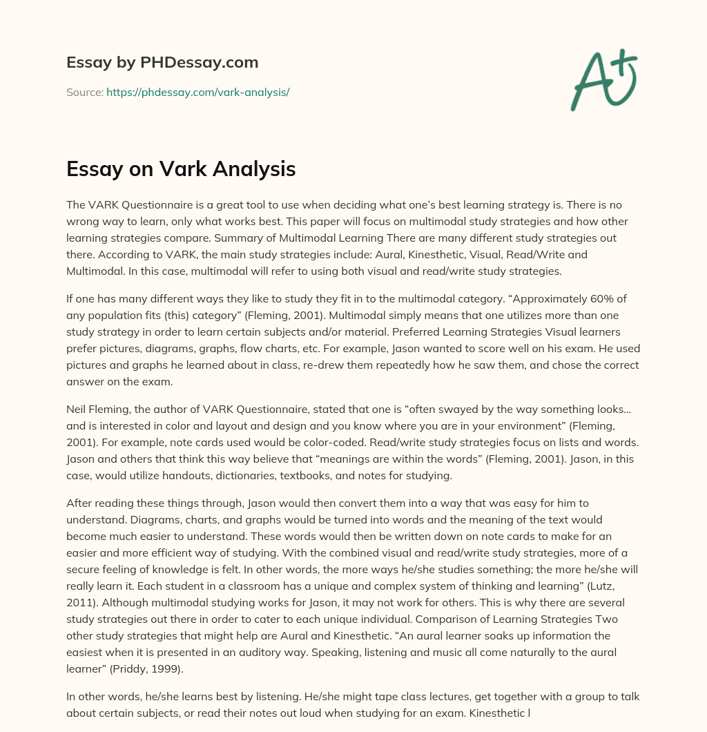 Multimodal Learning Strategies for Different Learning Styles essay