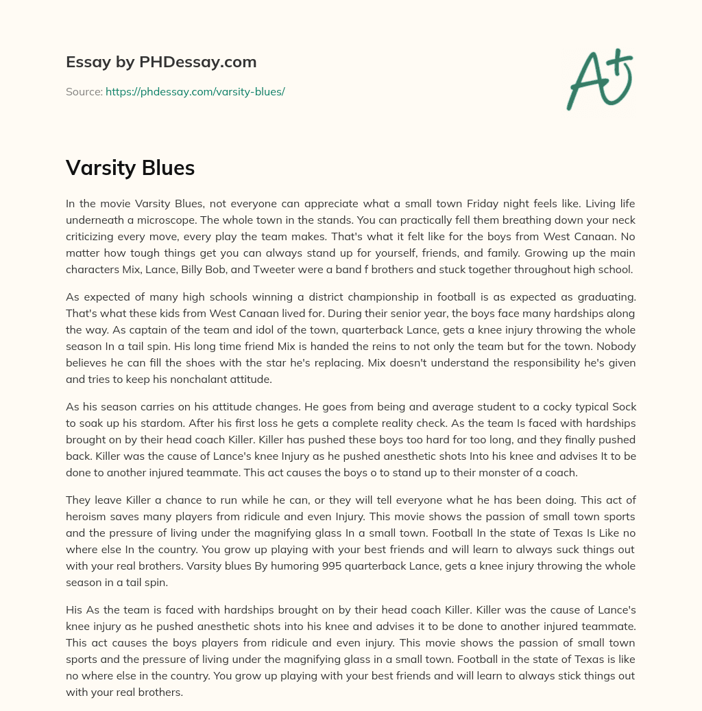 Varsity Blues essay