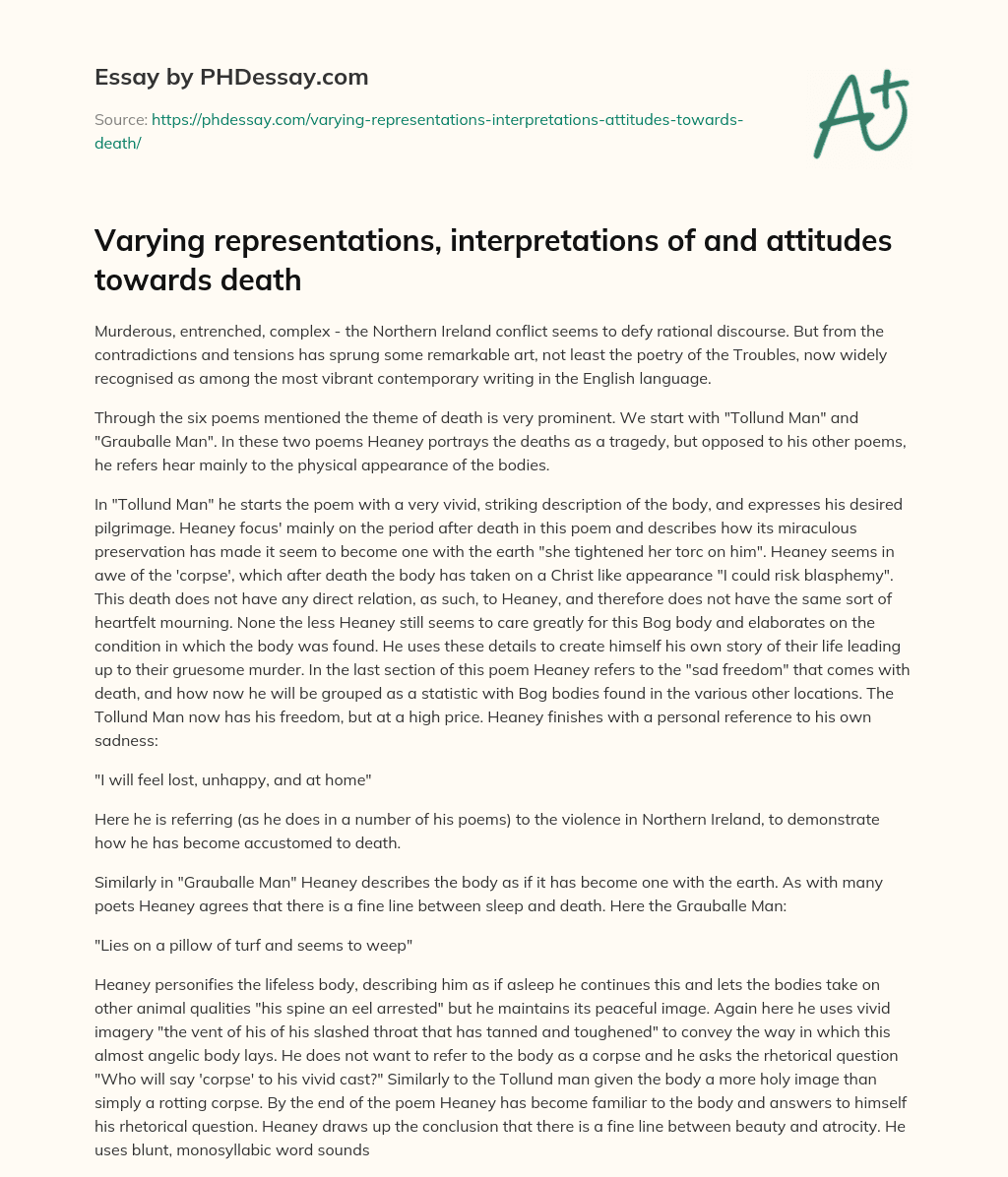 Varying representations, interpretations of and attitudes towards death essay