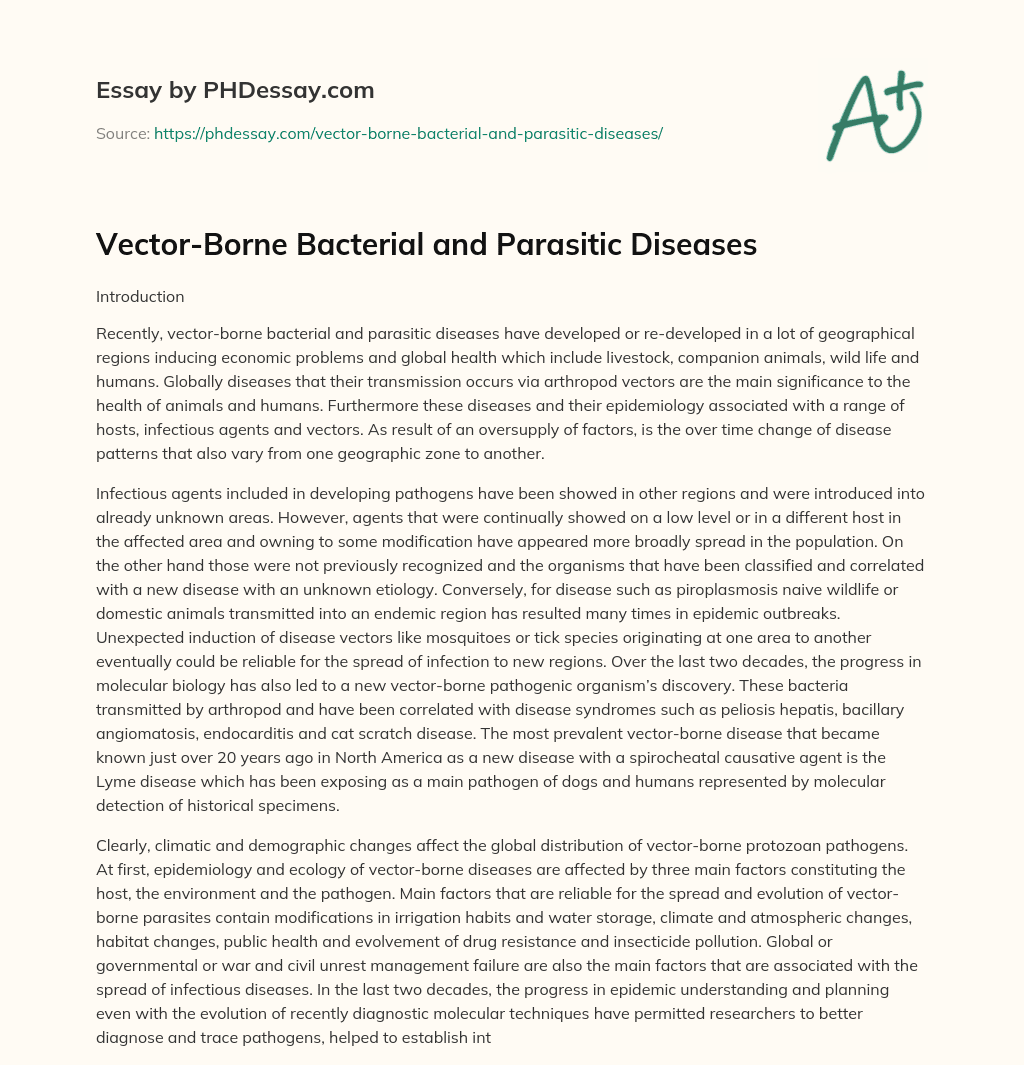 Vector-Borne Bacterial and Parasitic Diseases essay