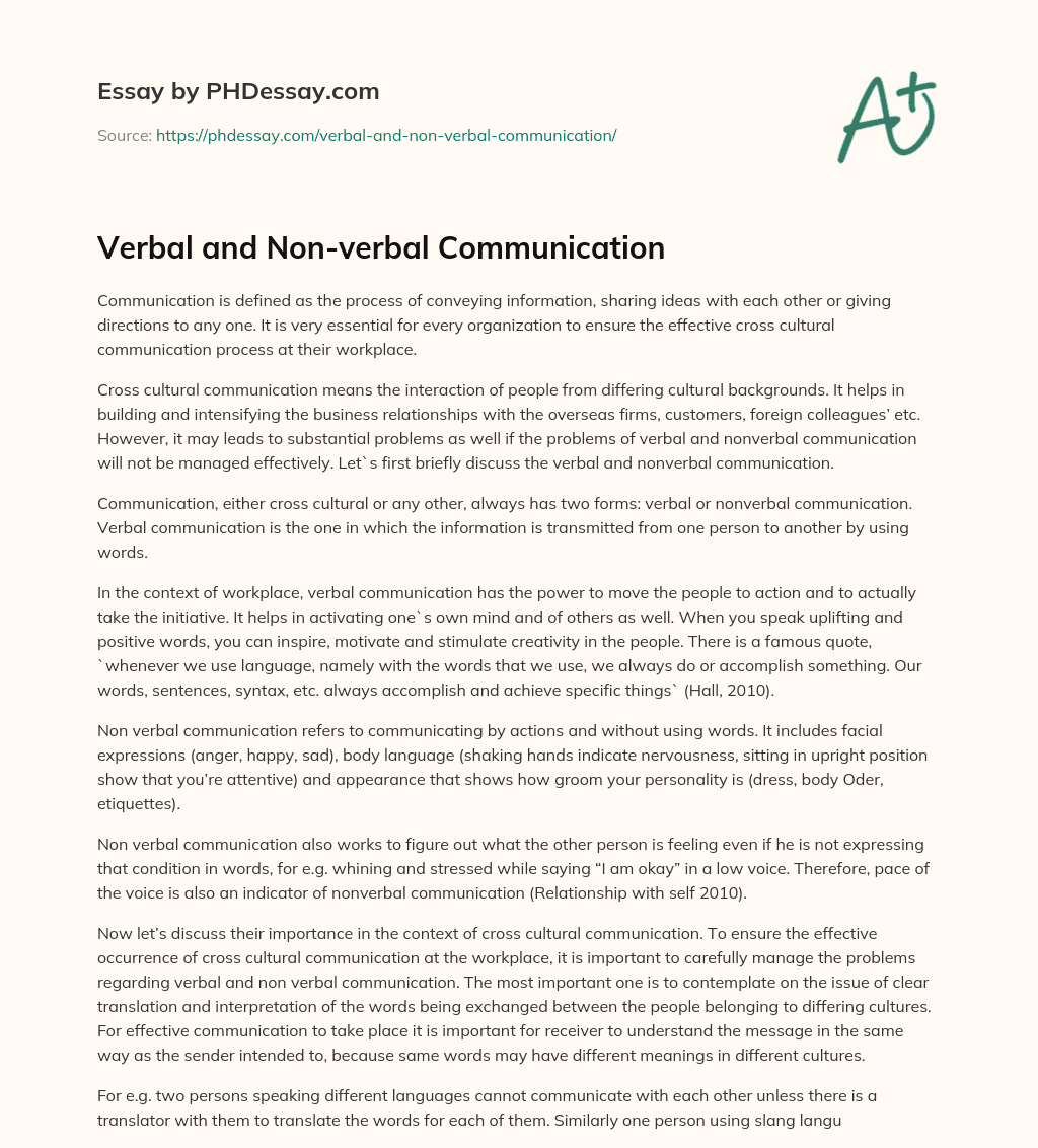 Verbal and Nonverbal Communication